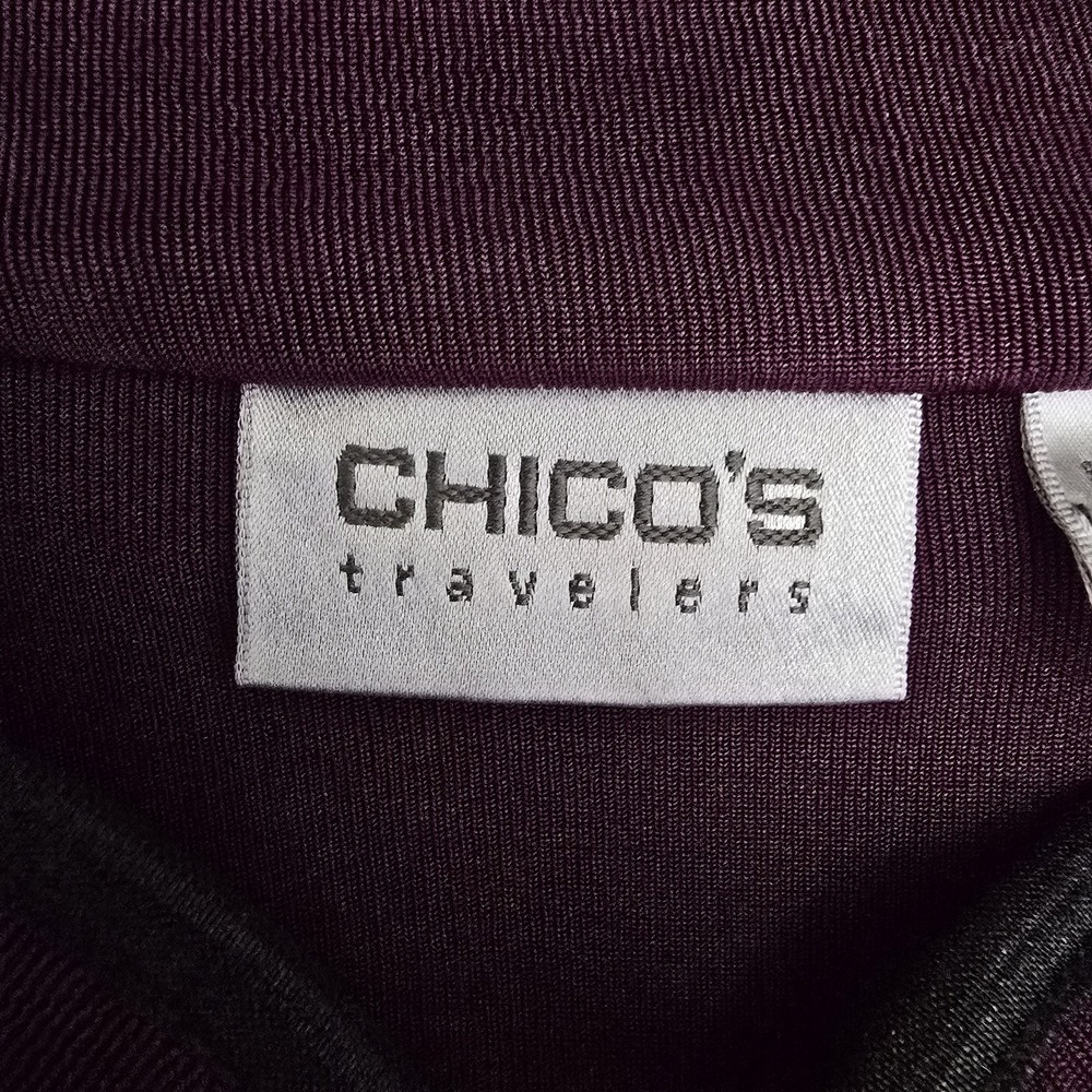 Chico's Travelers Blouse Womens 2(L/12) Purple Mandarin Collar Asian Buttons Top - Picture 5 of 11
